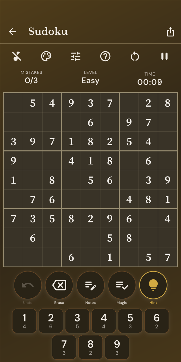 Sudoku board, the same puzzle a friend receives from a share link
