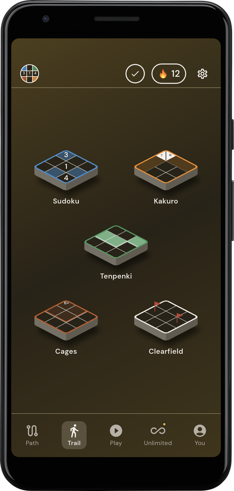 Five logic games on the Trail